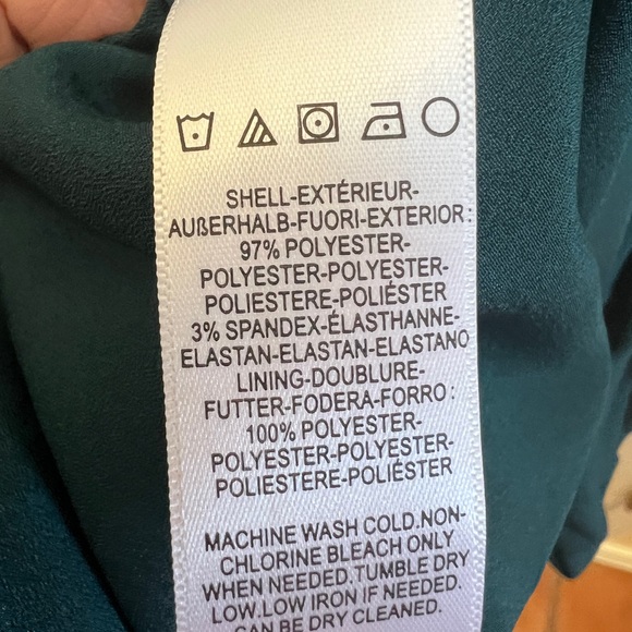 Dress the Population Lyla Midi Sheath Dress Pine Ruched V-Neck NWT M Cocktail - Picture 5 of 6